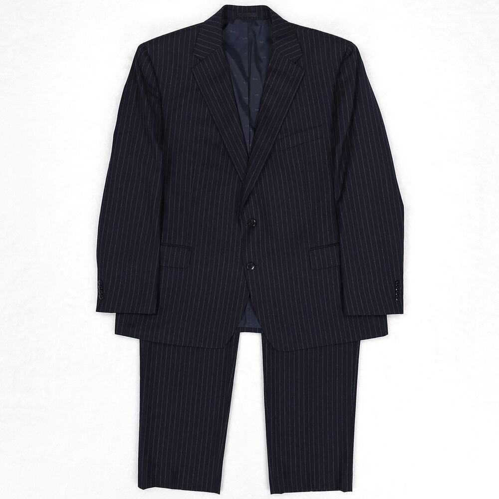 Michael Kors Mens Classic Fit 2 Piece Suit 48R 42x30 Navy Pinstripe Stretch Wool
